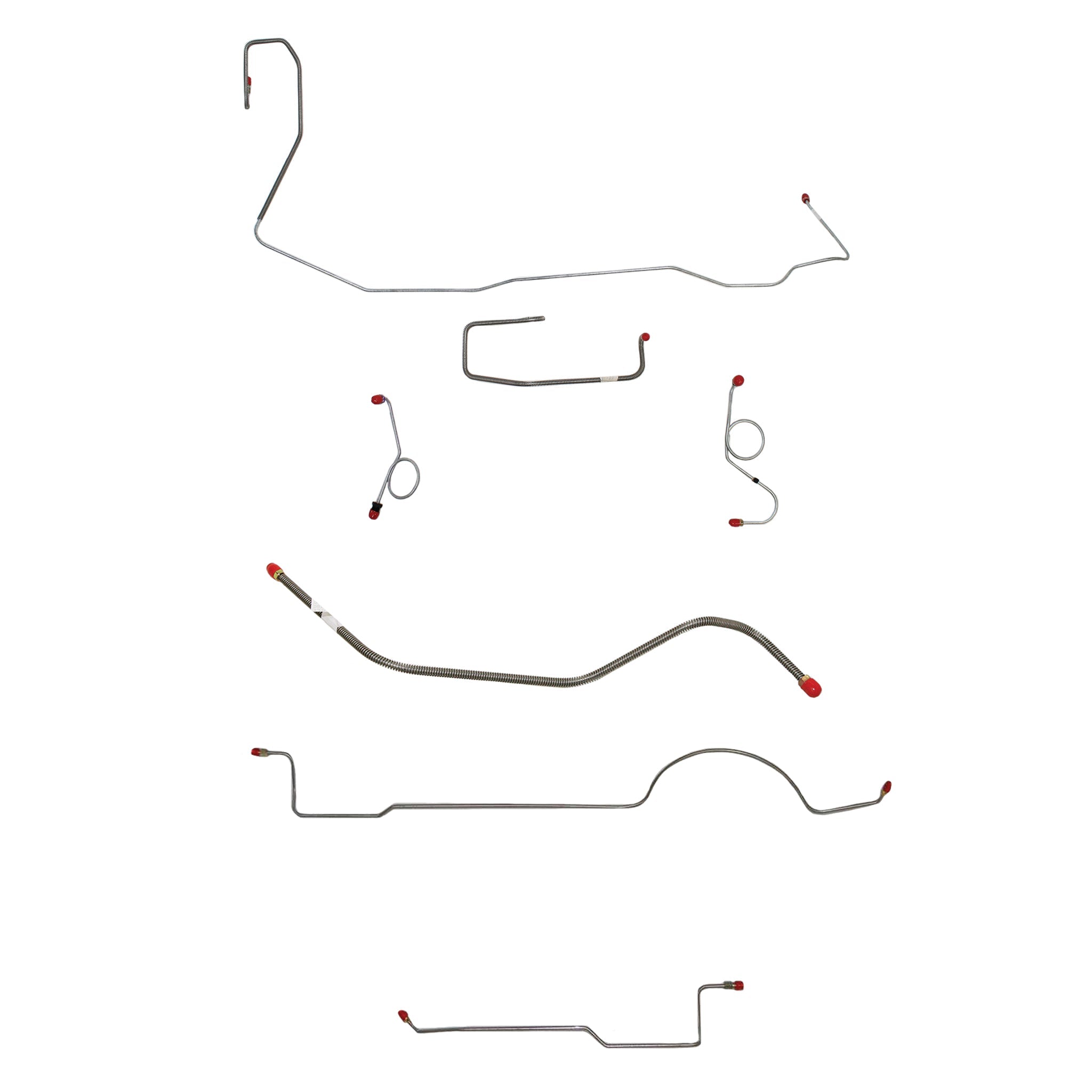 1970-71 MOPAR E-body w/ Standard Drum, Right Front Under Frame, 8-3/4'' or Dana Axle; Complete Brake Line Kit; Stainless - SSTubes