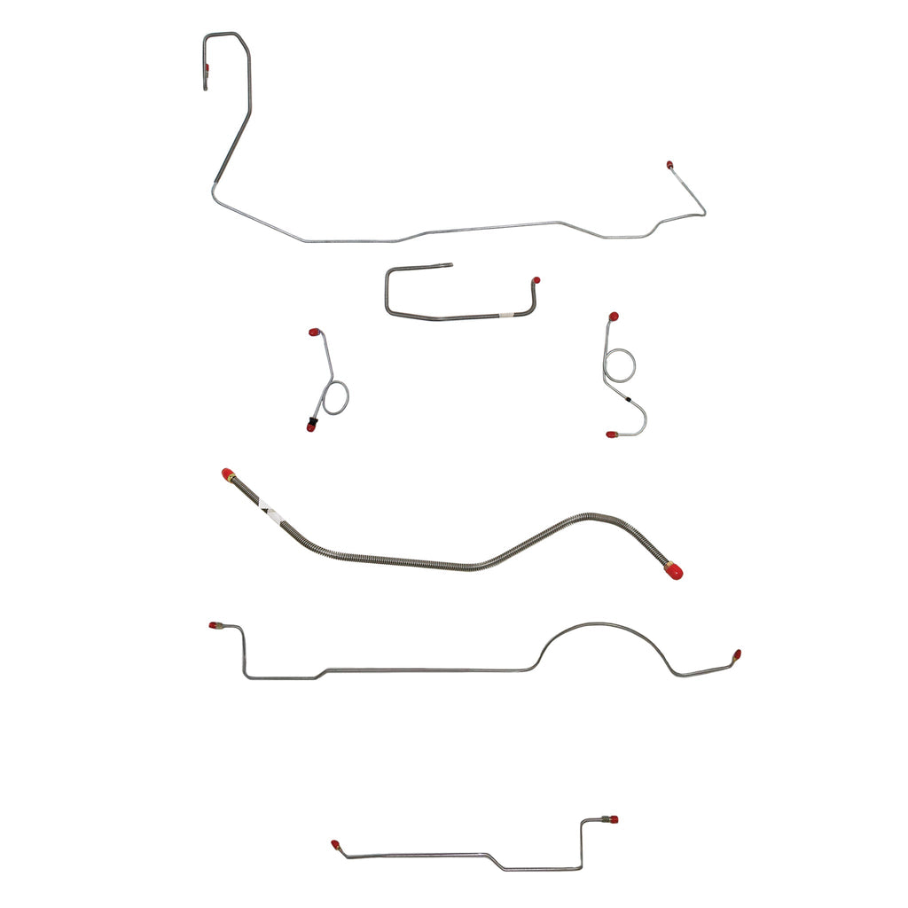 1970-71 MOPAR  E-body w/ Standard Drum, Right Front Under Frame, 8-3/4'' or Dana Axle; Complete Brake Line Kit; Steel - SSTubes