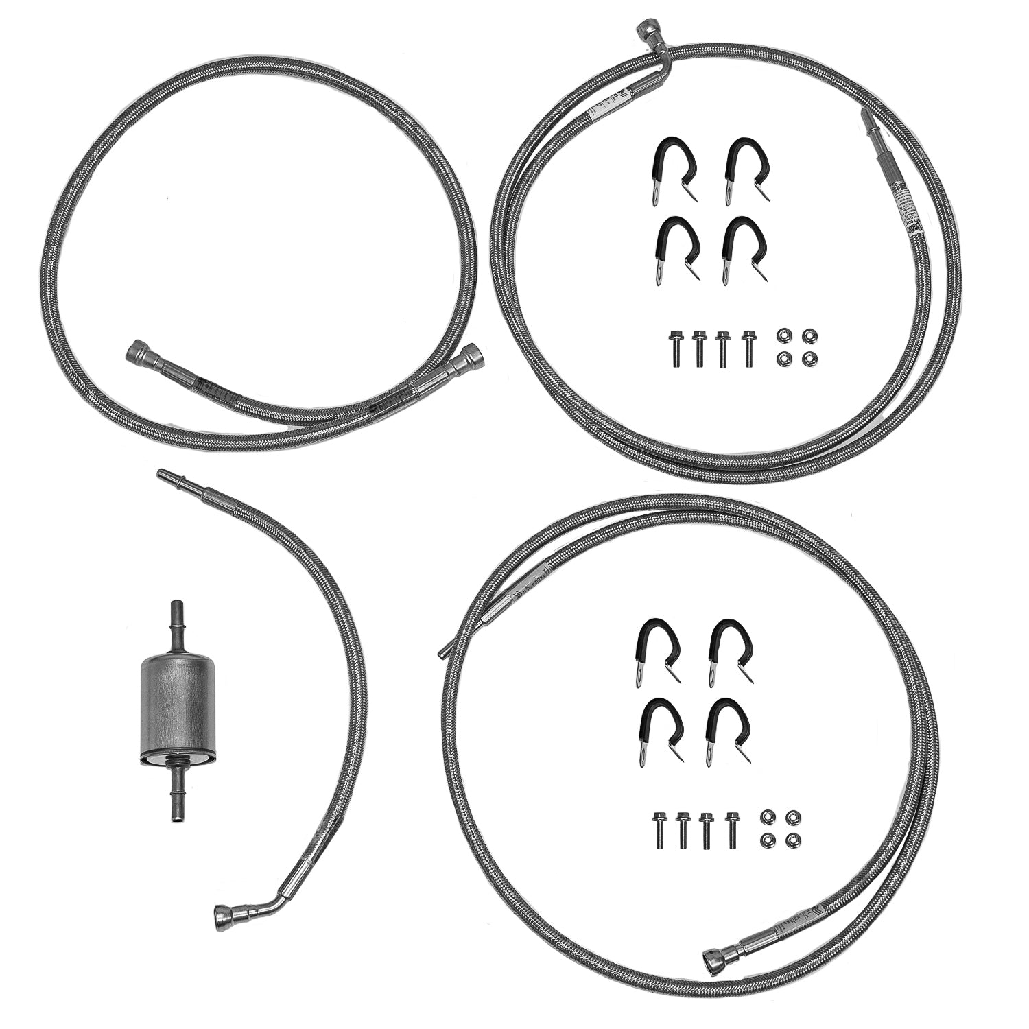 00-03 GM 1500 Full Size SUV w/ Fuel Filter, Non-Flex Fuel; Quick Fix Fuel Line Kit; Braided Stainless - SSTubes
